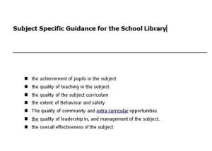 Subject specific guidance